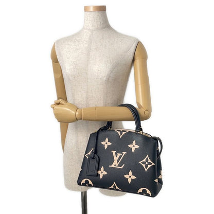Louis Vuitton Handbag Bicolor Monogram Empreinte Petit Palais PM Noir Black Beige