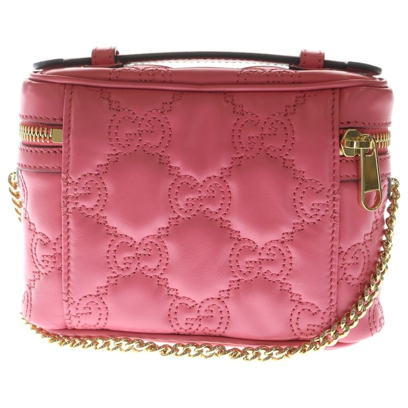 Gucci GG Matelasse Mini Top Handle Shoulder Bag Pink Leather
