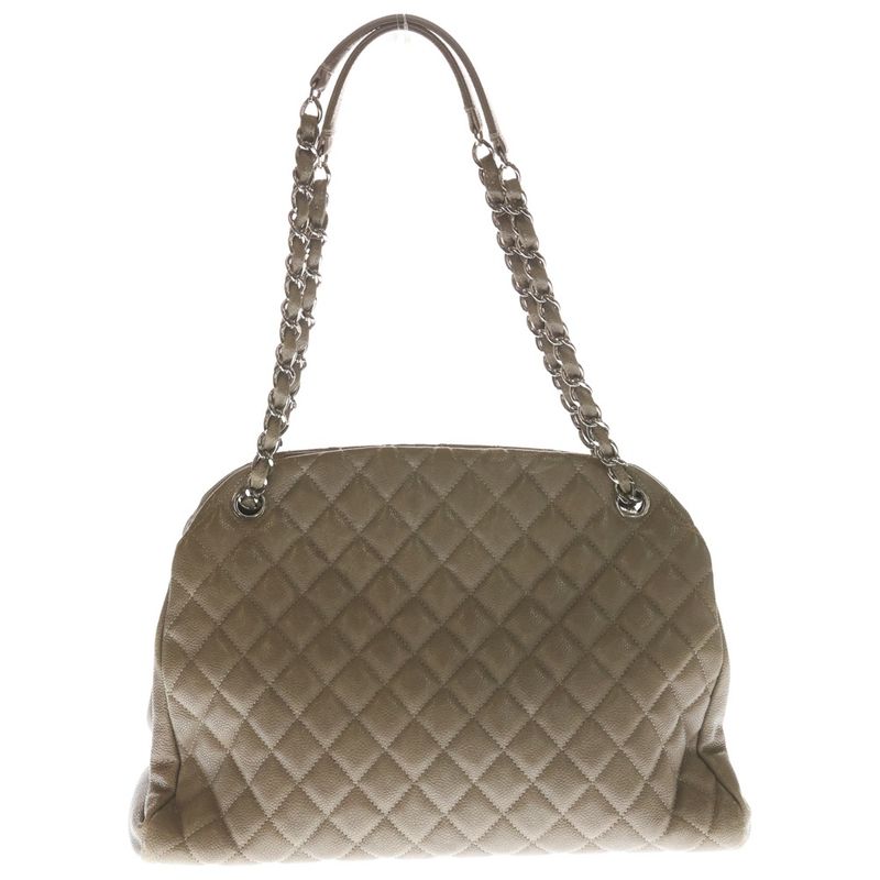 Chanel Mademoiselle Coco Charm Chain Tote Shoulder Bag Brown Caviar
