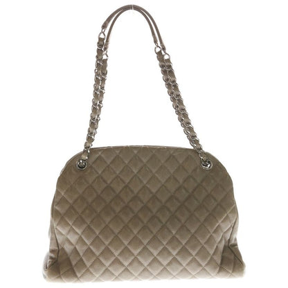 Chanel Mademoiselle Coco Charm Chain Tote Shoulder Bag Brown Caviar