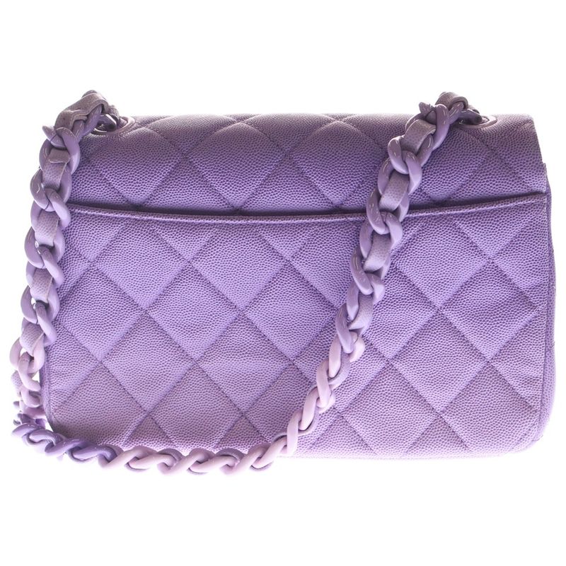 Chanel Quilted Chain Shoulder Bag Purple Caviar Leather