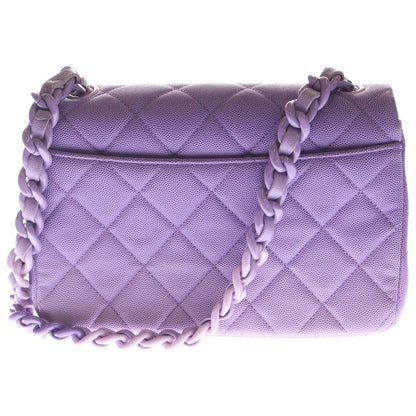 Chanel Quilted Chain Shoulder Bag Purple Caviar Leather