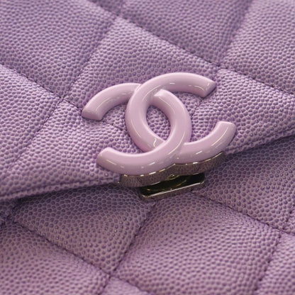 Chanel Quilted Chain Shoulder Bag Purple Caviar Leather