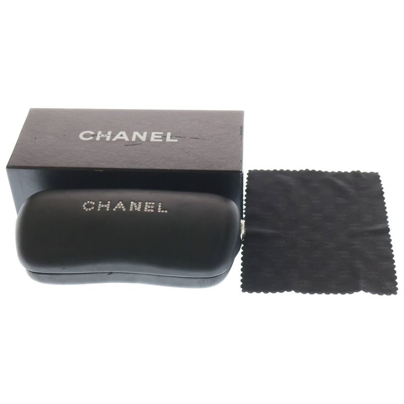 Chanel CC Logo Sunglasses Rhinestone Brown Gold