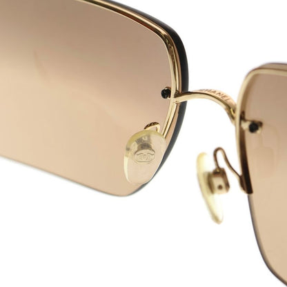 Chanel CC Logo Sunglasses Rhinestone Brown Gold