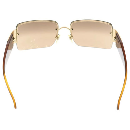 Chanel CC Logo Sunglasses Rhinestone Brown Gold