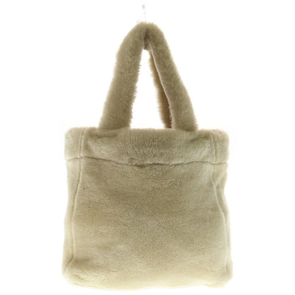 Prada Terry Spugna Logo Tote 2-Way Shoulder Bag Shearling Beige White