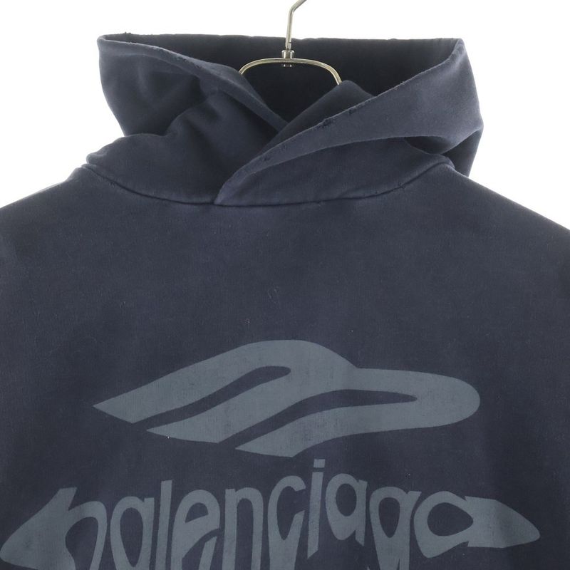 Balenciaga Liquid Damaged Oversize Pullover Sweatshirt Hoodie Black