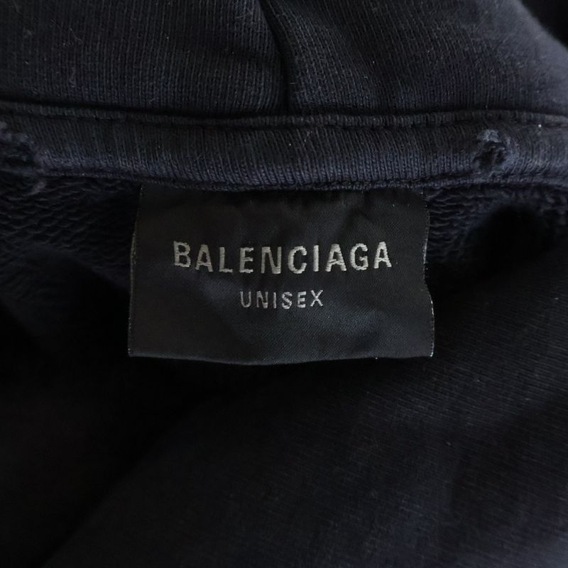 Balenciaga Liquid Damaged Oversize Pullover Sweatshirt Hoodie Black