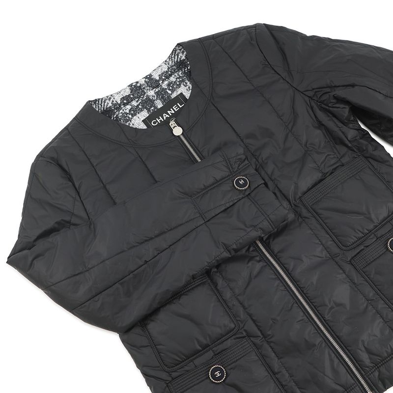 Chanel Down Jacket Coco Button Quilted 36