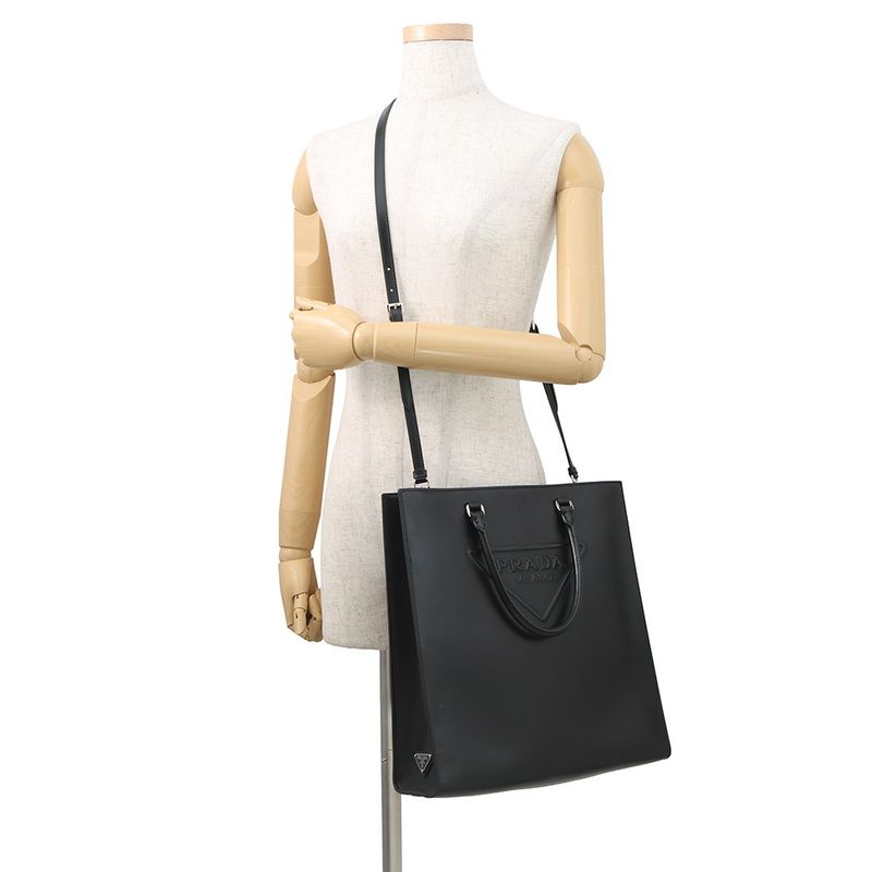 Prada Tote Triangle Logo 2-Way Black