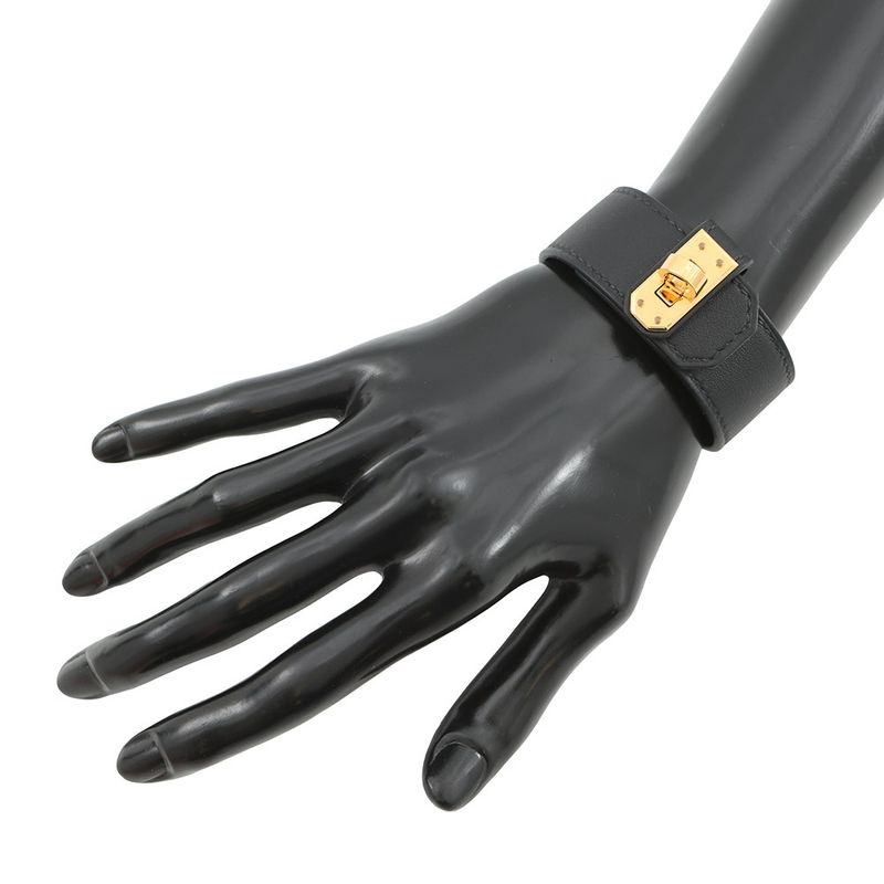 Hermes Bracelet Kelly Twist PM Black Gold Swift Ed T2