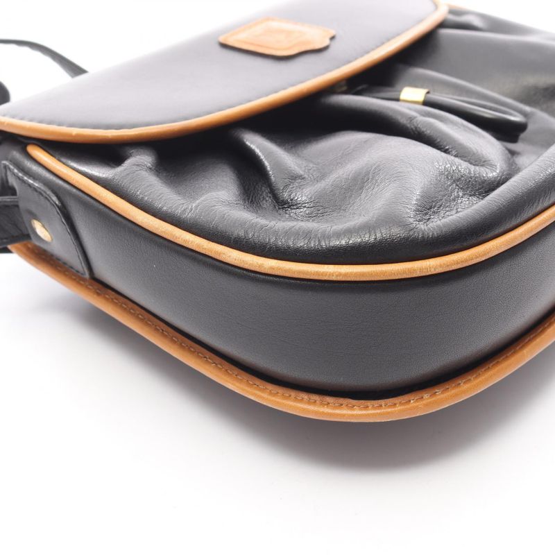 Celine Shoulder Bag Black Leather Macadam B