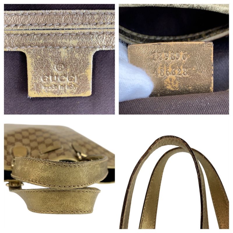 Gucci GG Crystal Beige Gold Leather Tote Shoulder Bag