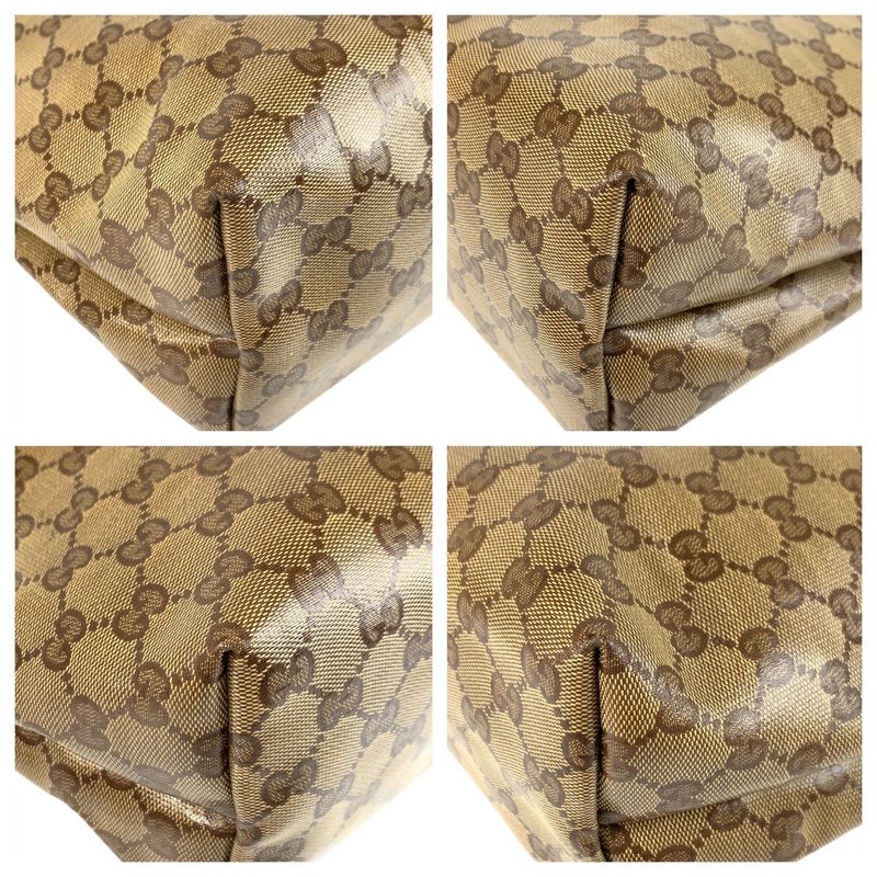 Gucci GG Crystal Beige Gold Leather Tote Shoulder Bag