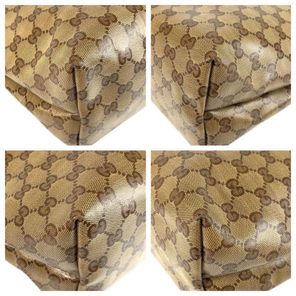 Gucci GG Crystal Beige Gold Leather Tote Shoulder Bag