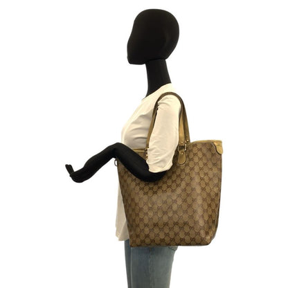Gucci GG Crystal Beige Gold Leather Tote Shoulder Bag