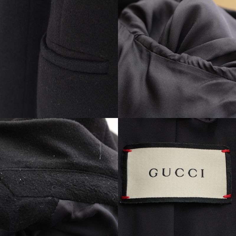 Gucci Wool Long Chester Coat Black 40