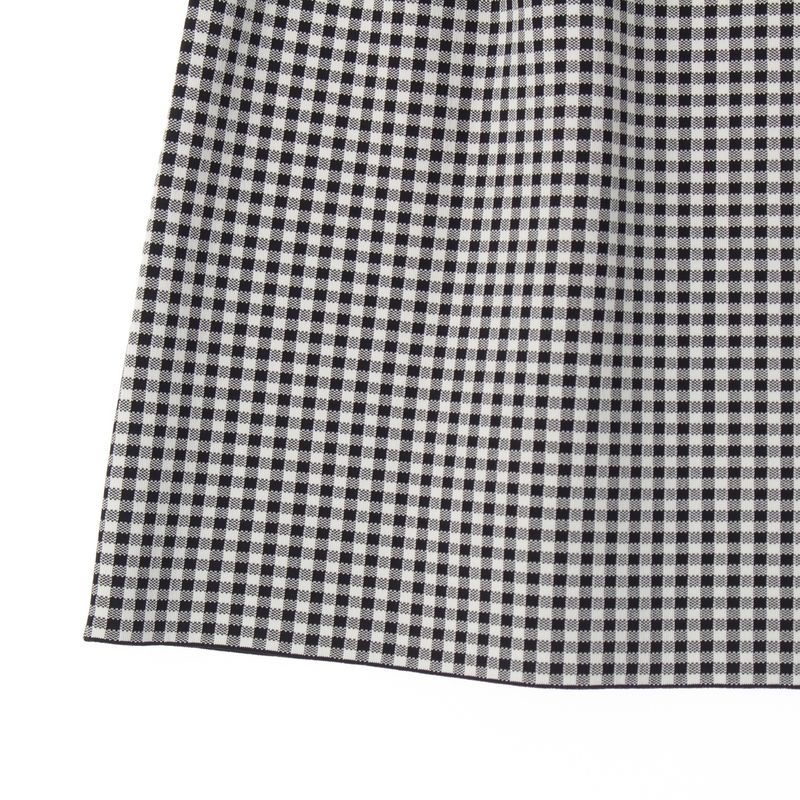 Dior Gingham Check Trapezoid Midi Logo Trim Skirt White Black 42