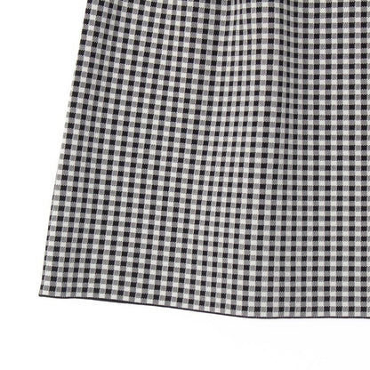 Dior Gingham Check Trapezoid Midi Logo Trim Skirt White Black 42