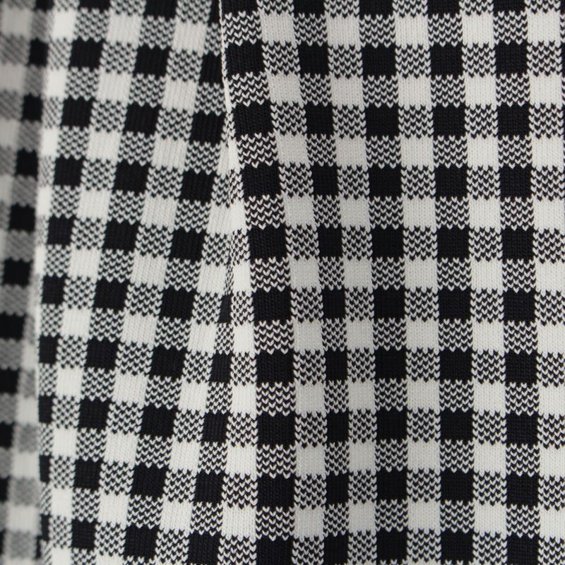 Dior Gingham Check Trapezoid Midi Logo Trim Skirt White Black 42