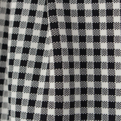 Dior Gingham Check Trapezoid Midi Logo Trim Skirt White Black 42