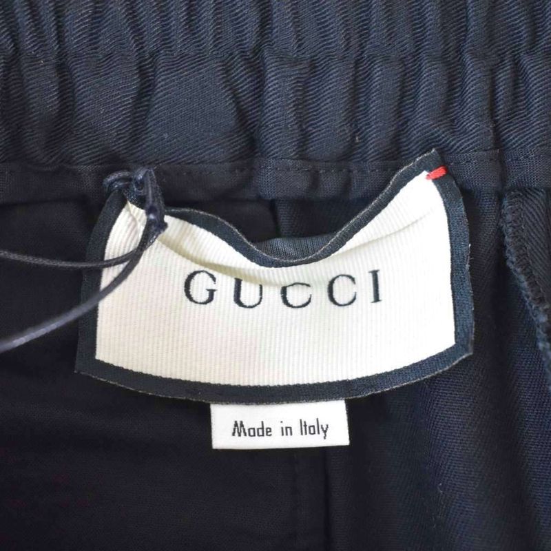 Gucci Cotton Drill Long Pants Side Line 48 Black