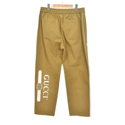 Gucci Logo Print Ripstop Cotton Nylon Easy Pants 46 Brown