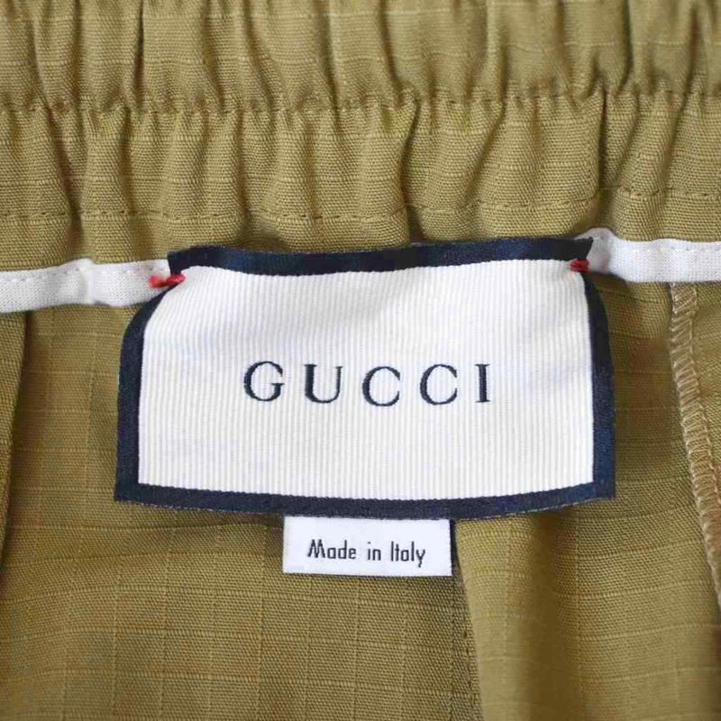 Gucci Logo Print Ripstop Cotton Nylon Easy Pants 46 Brown
