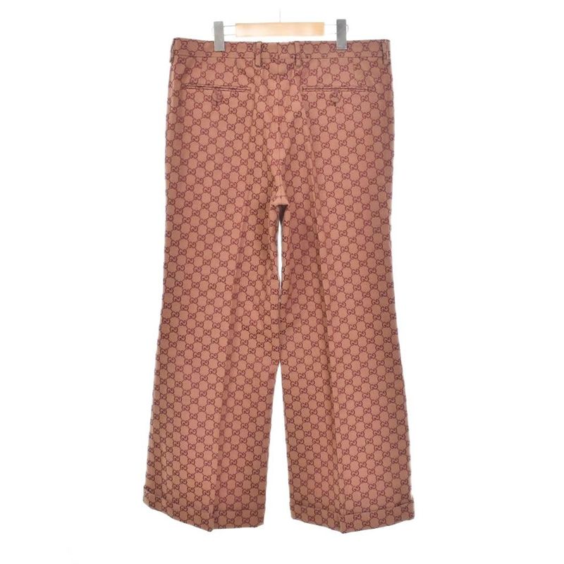 Gucci GG Wide Leg Canvas Pants 52 Red