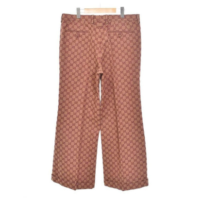Gucci GG Wide Leg Canvas Pants 52 Red