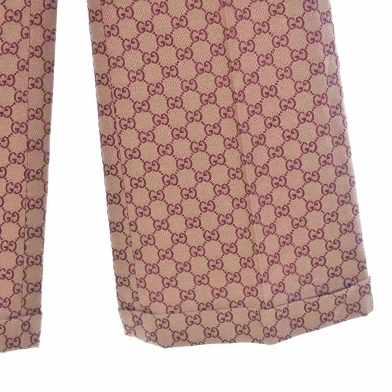 Gucci GG Wide Leg Canvas Pants 52 Red