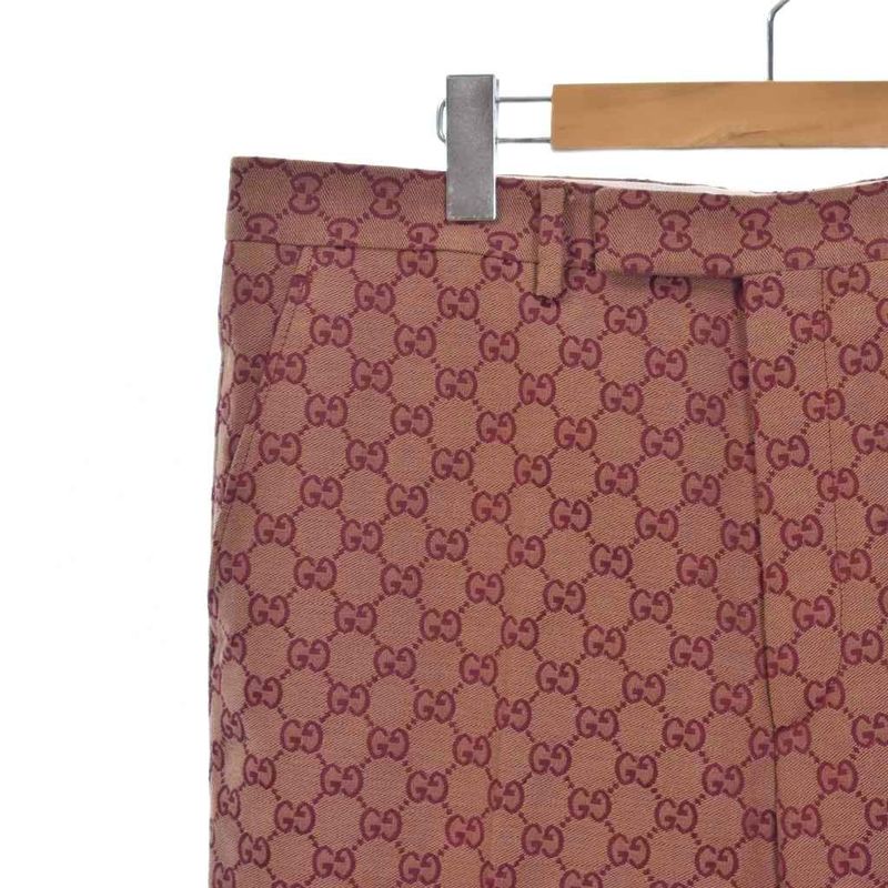 Gucci GG Wide Leg Canvas Pants 52 Red