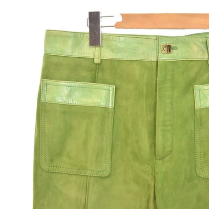 Gucci Suede Leather Pants Slacks 48 Green