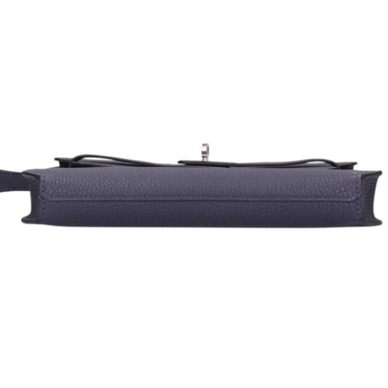 Hermes Kelly Depeche 25 Togo Blue Nuit Clutch 25