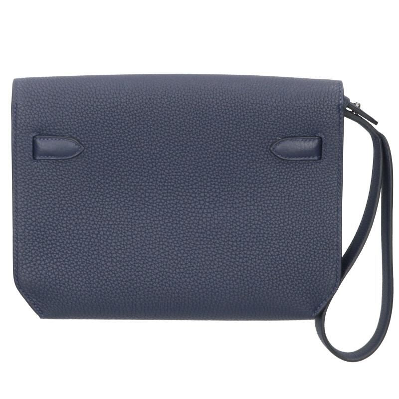 Hermes Kelly Depeche 25 Togo Blue Nuit Clutch 25