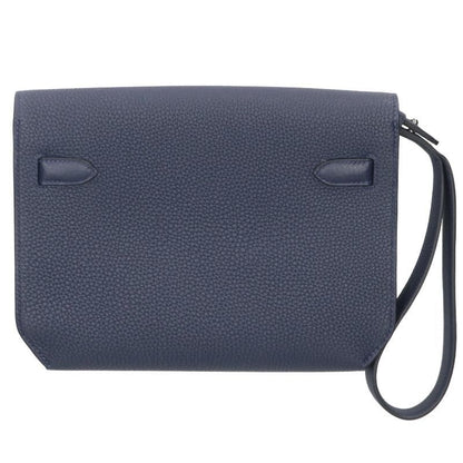Hermes Kelly Depeche 25 Togo Blue Nuit Clutch 25