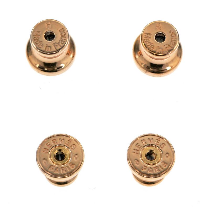 Hermes Earrings Pop Mini Pair Marron Glace Grey Rose Gold
