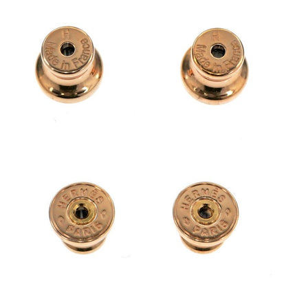 Hermes Earrings Pop Mini Pair Marron Glace Grey Rose Gold