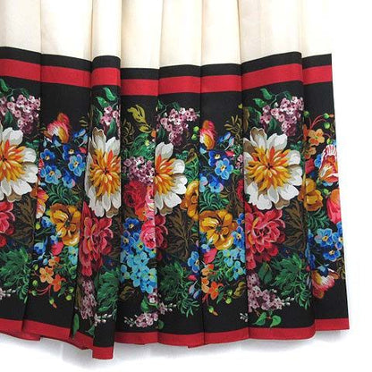 Gucci Flower Print Silk Pleated Long Skirt Multicolor 36