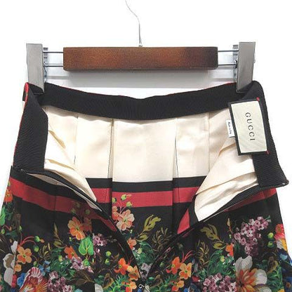 Gucci Flower Print Silk Pleated Long Skirt Multicolor 36