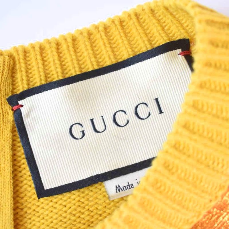 Gucci Knit Sweater All Over Pattern Embroidery Bijou Decoration M Yellow