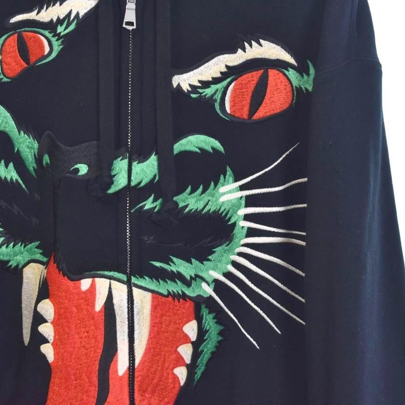 Gucci Runway Collection Panther Front Zip Hoodie S Black
