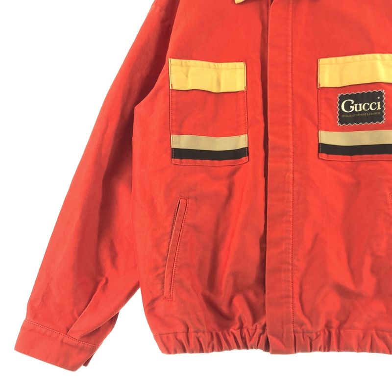 Gucci Cotton Logo Color Block Jacket 48 Orange