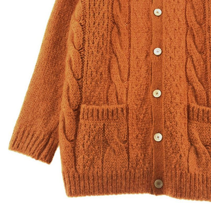 Gucci Mohair Wool Cable Knit Cardigan L Orange