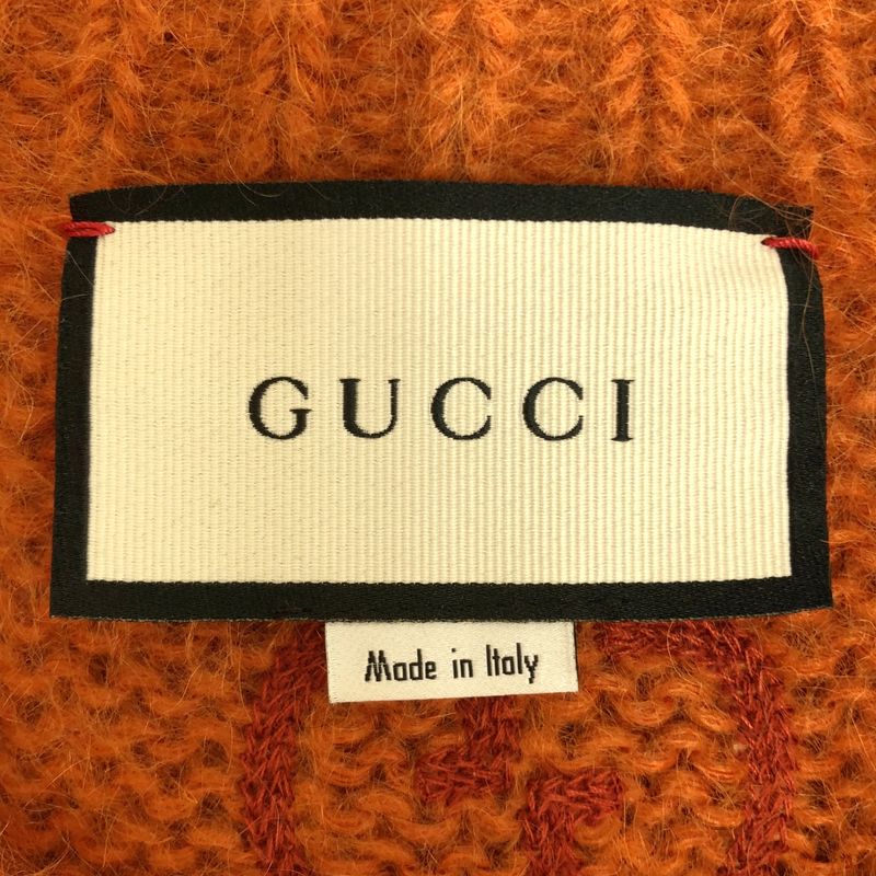 Gucci Mohair Wool Cable Knit Cardigan L Orange