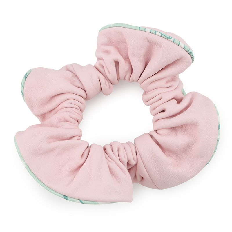 Hermes Scrunchie Claudia Rose Sakura Silver Lambskin Silk Hair