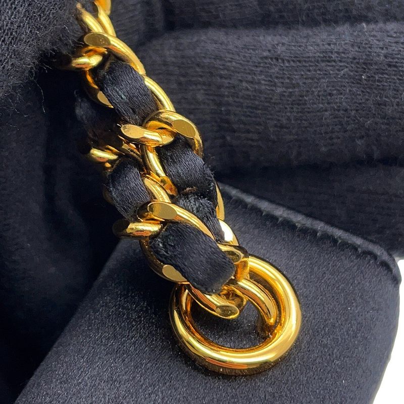 Chanel Handbag Knot Chain Camellia Satin Party Bag Black