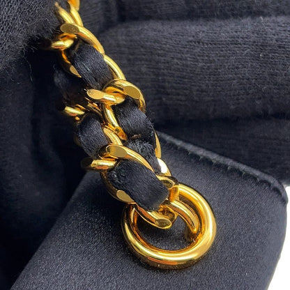 Chanel Handbag Knot Chain Camellia Satin Party Bag Black