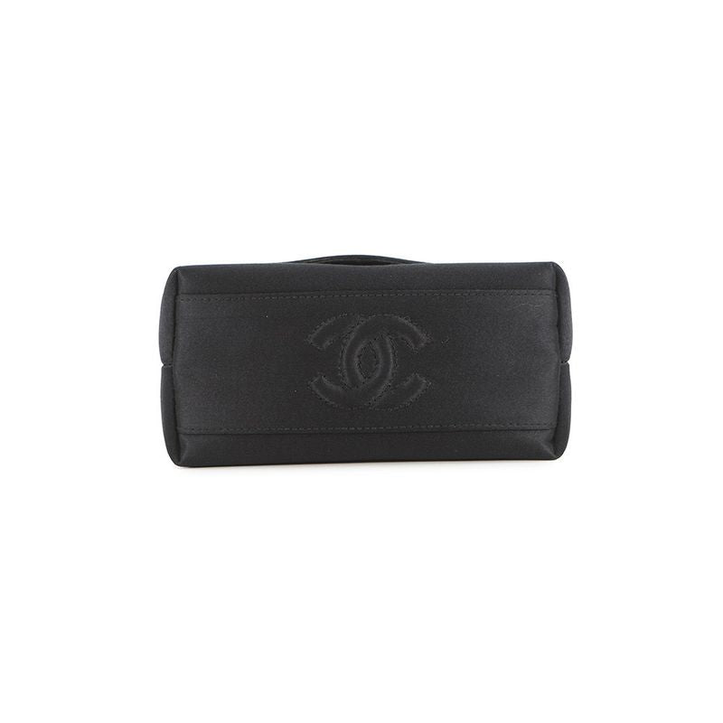 Chanel Handbag Knot Chain Camellia Satin Party Bag Black